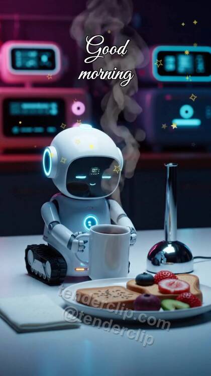 Good morning: tiny robot serves breakfast