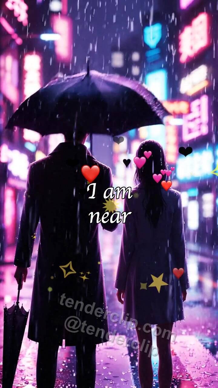 I am near: man shields a woman from rain