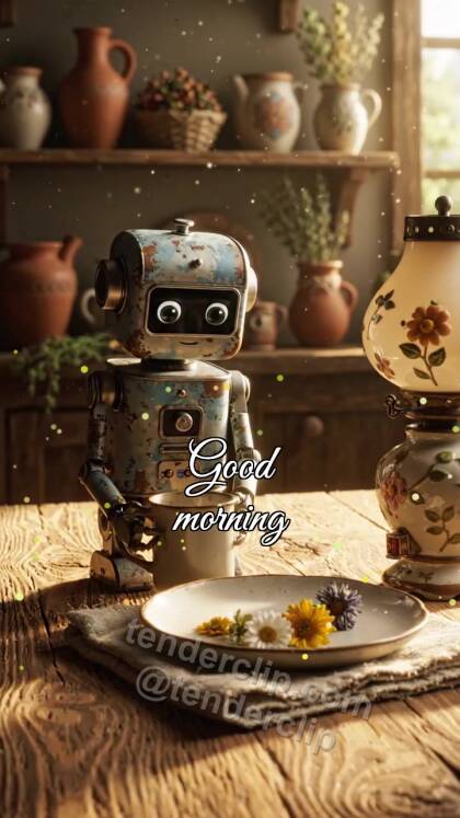 Good morning: tiny robot serves breakfast