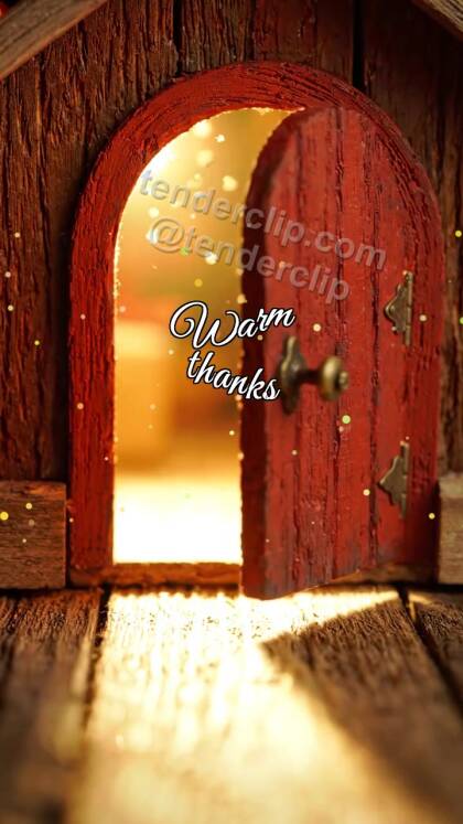 Warm thanks: little door opens warm light