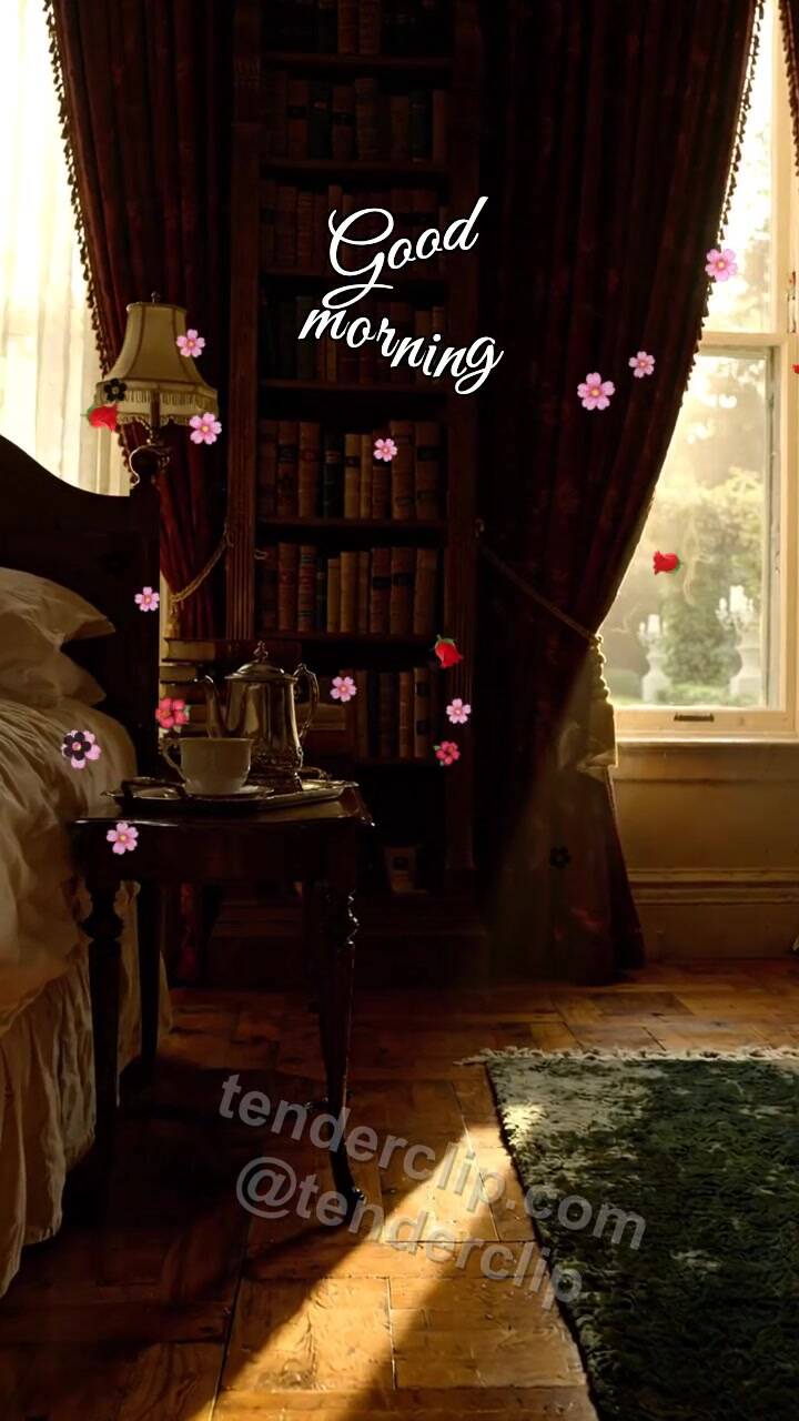 Good morning: a sunbeam opens the curtains