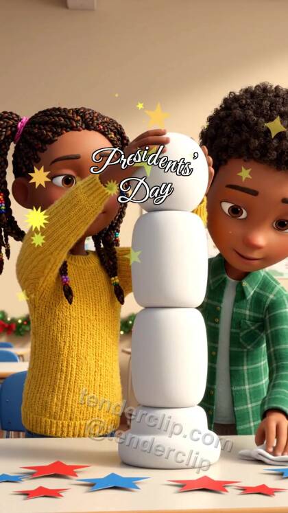 Presidents’ Day: children build a plain white column