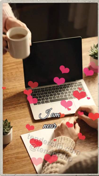 I am near: woman brings tea to a desk