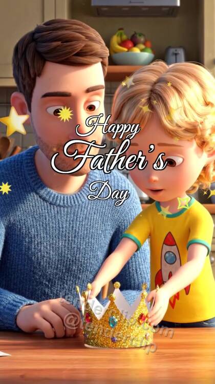 Happy Father’s Day: child gives dad a small crown