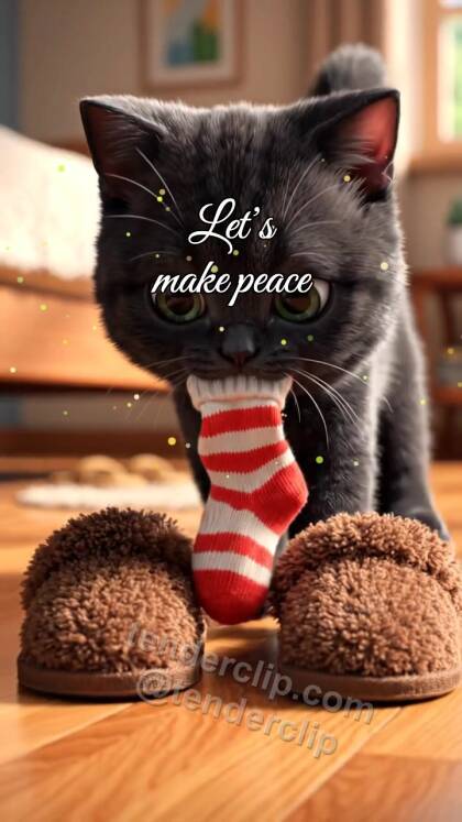 Let’s make peace: kitten returns a stolen sock