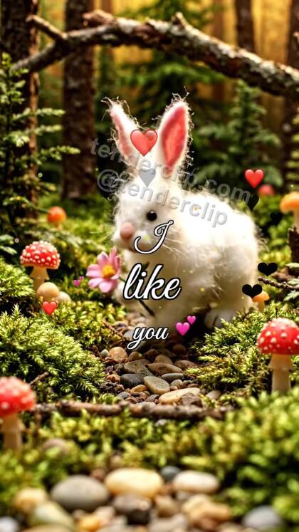 I like you: bunny offers a flower