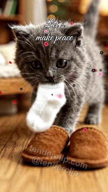 Let’s make peace: kitten returns a stolen sock