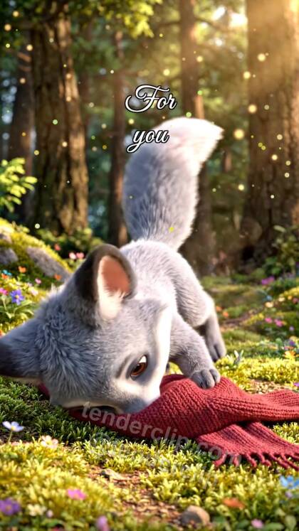 For you: fox cub carries a scarf