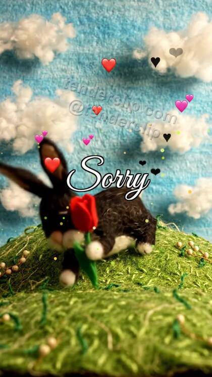 Sorry: bunny offers a flower