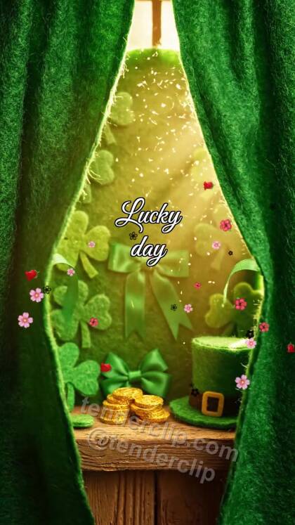 Lucky day: window reveals the holiday scene