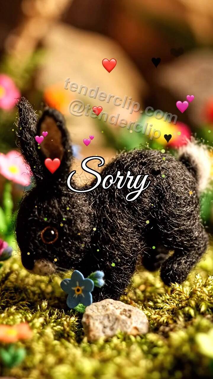 Sorry: bunny offers a flower