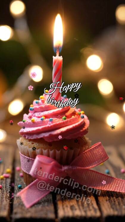 Happy birthday: cupcake candle lights up