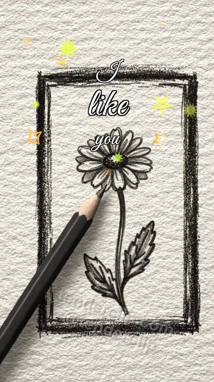 I like you: pencil hesitates near a blank card
