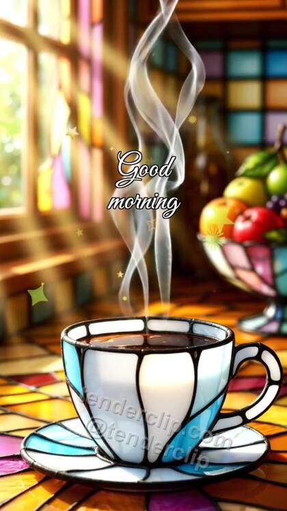 Good morning: coffee steam draws a smile