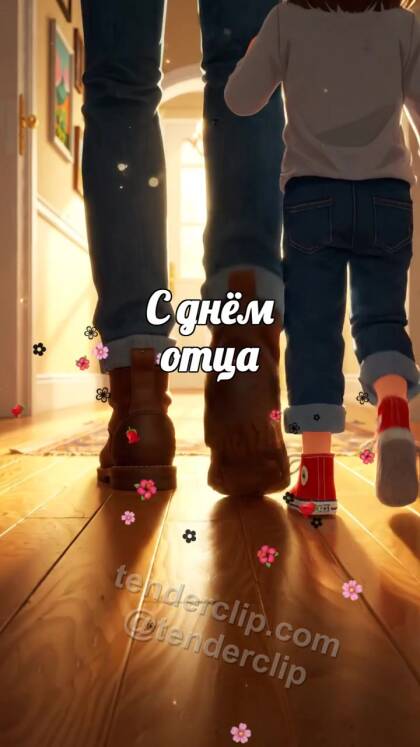 С днём отца: два больших ботинка и маленькие шаги рядом