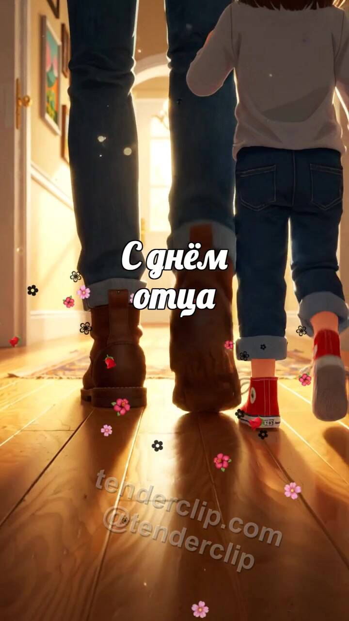 С днём отца: два больших ботинка и маленькие шаги рядом