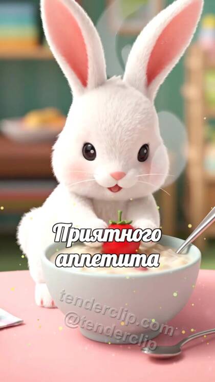 Приятного аппетита: зайчонок приносит ягоду к каше