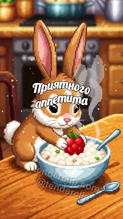 Приятного аппетита: зайчонок приносит ягоду к каше