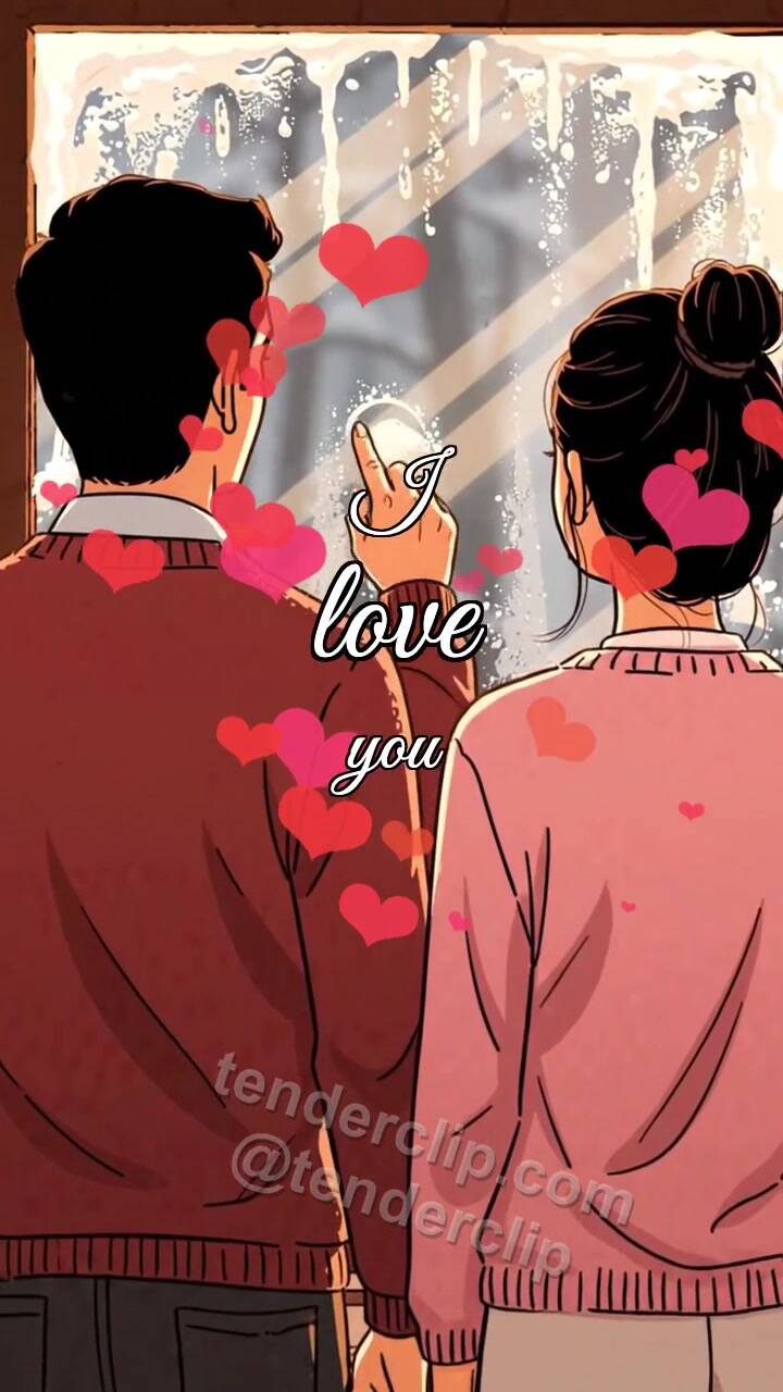 I love you: heart appears on a fogged window