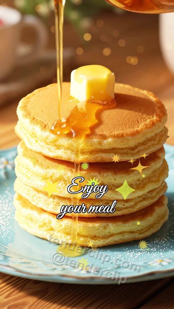 Enjoy your meal: butter melts on pancake stack