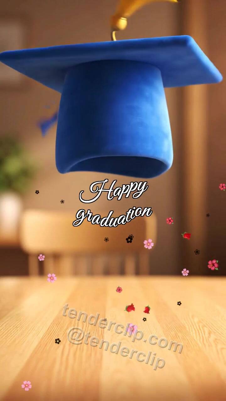 Happy graduation: graduation cap flies up