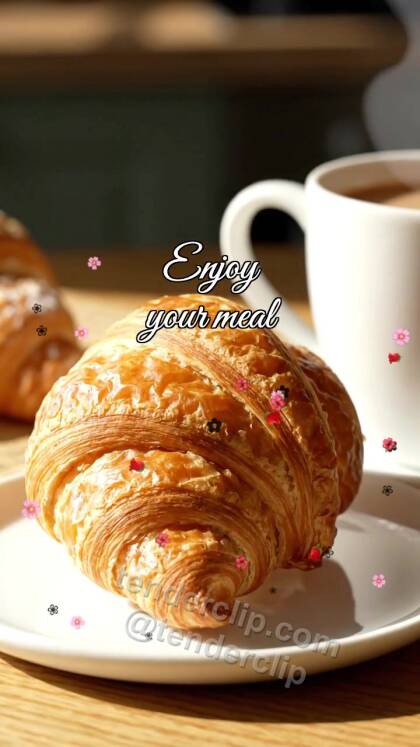 Enjoy your meal: croissant opens breakfast plate