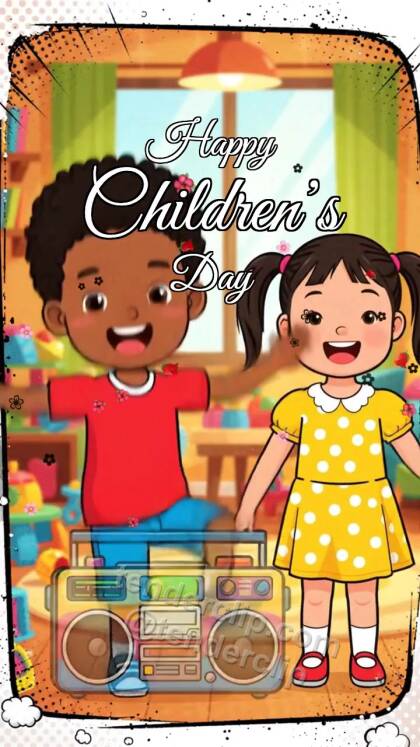 Happy Children’s Day: children dance in a room