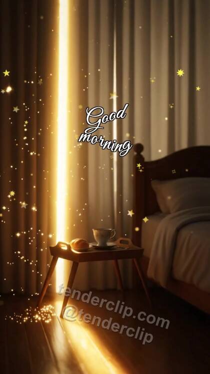 Good morning: a sunbeam opens the curtains