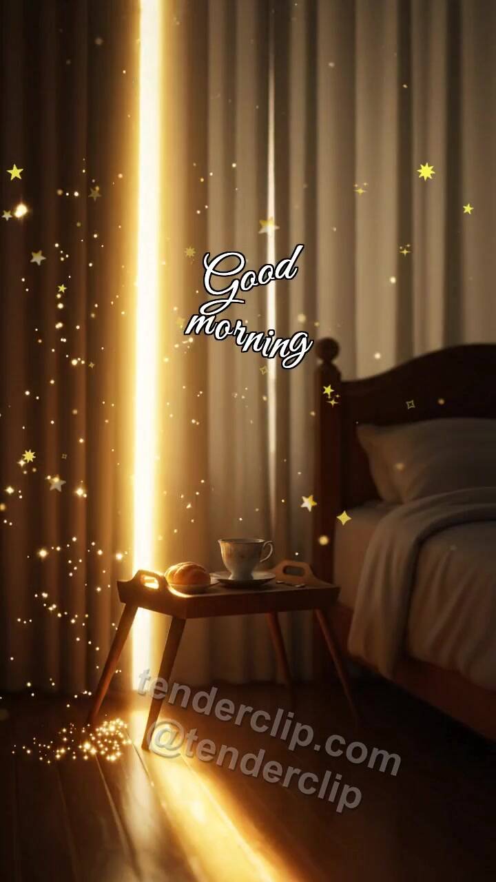 Good morning: a sunbeam opens the curtains