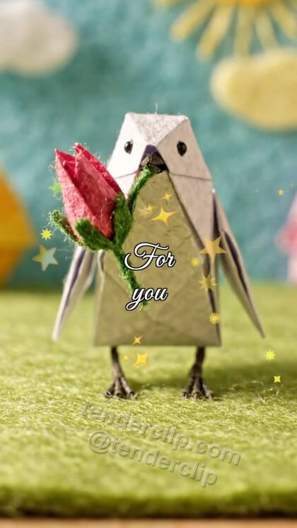 For you: origami bird brings a bud