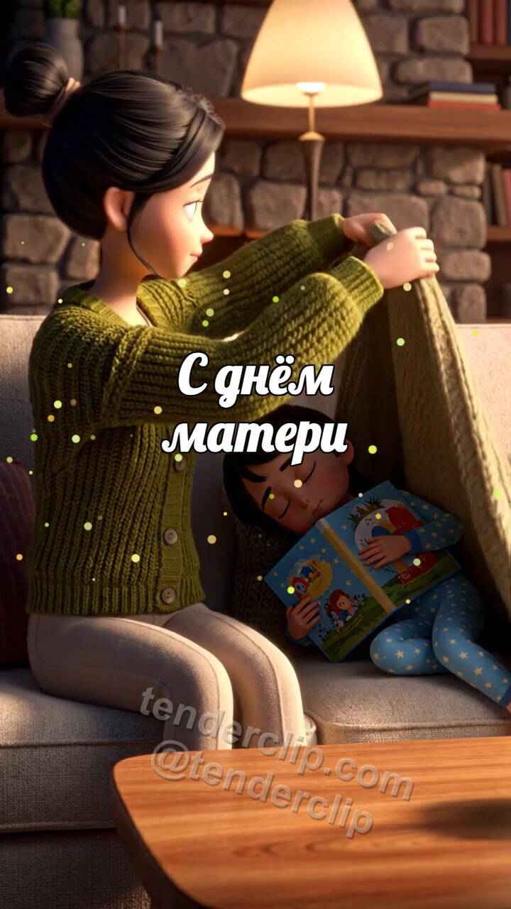 С днём матери: мама накрывает ребёнка пледом