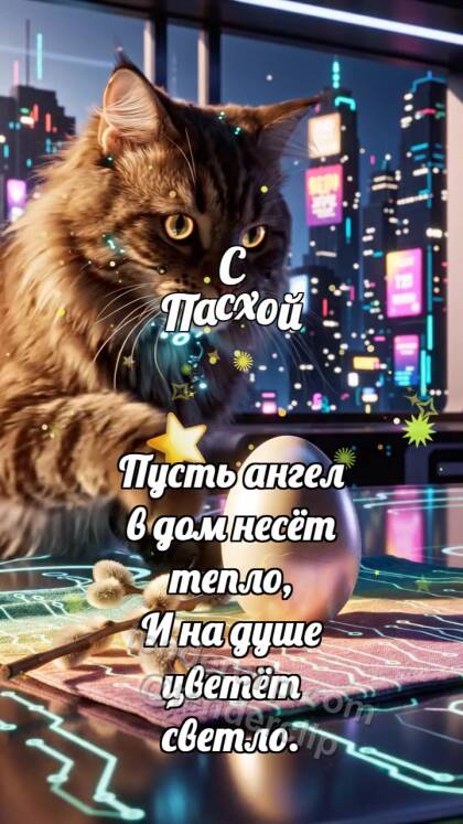 С Пасхой: Верба держит скорлупу