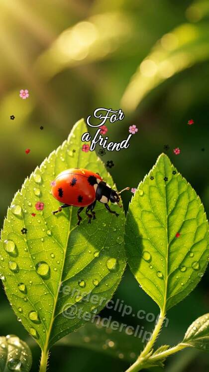 For a friend: Ladybug Shares Leaf