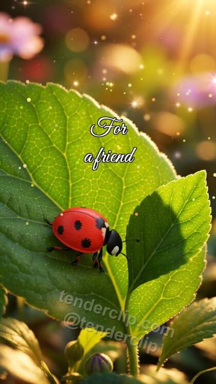 For a friend: Ladybug Shares Leaf