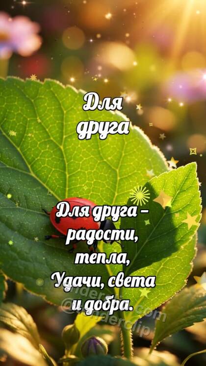 Для друга: Божья коровка делит лист
