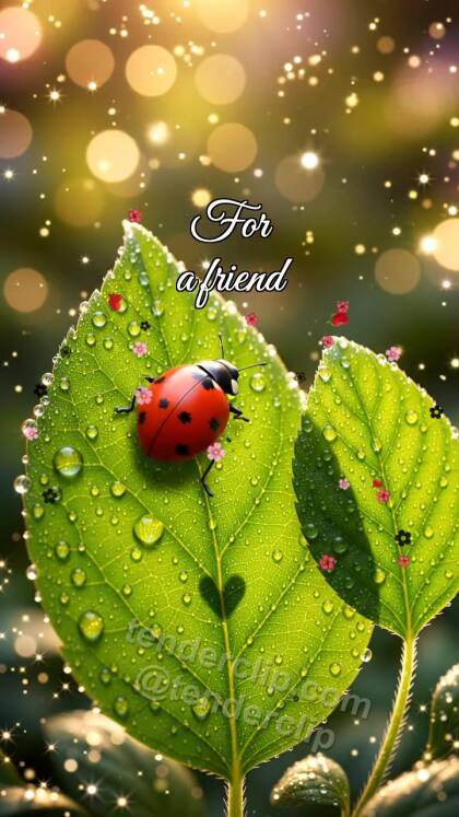 For a friend: Ladybug Shares Leaf