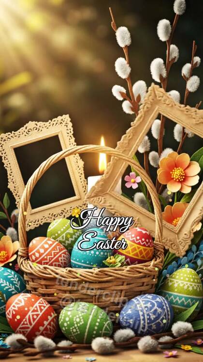 Happy Easter: photo frame straightens itself