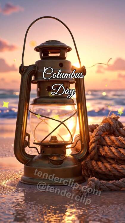 Columbus Day: Cabin Lantern Warms Rope