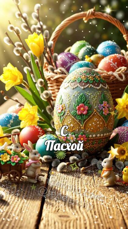 С Пасхой: маленькое шествие проходит по столу