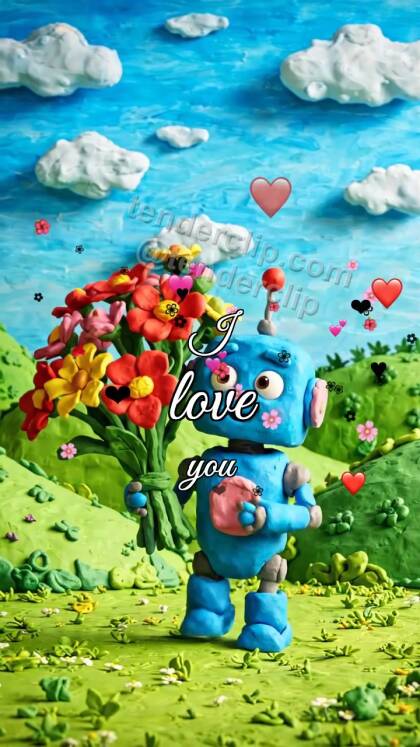 I love you: Tiny Robot Bouquet