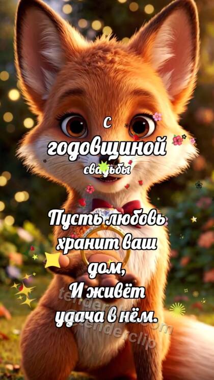 С годовщиной свадьбы: Лисёнок подаёт кольцо
