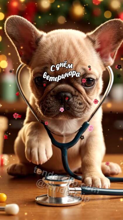 С днём ветеринара: Лапка касается стетоскопа
