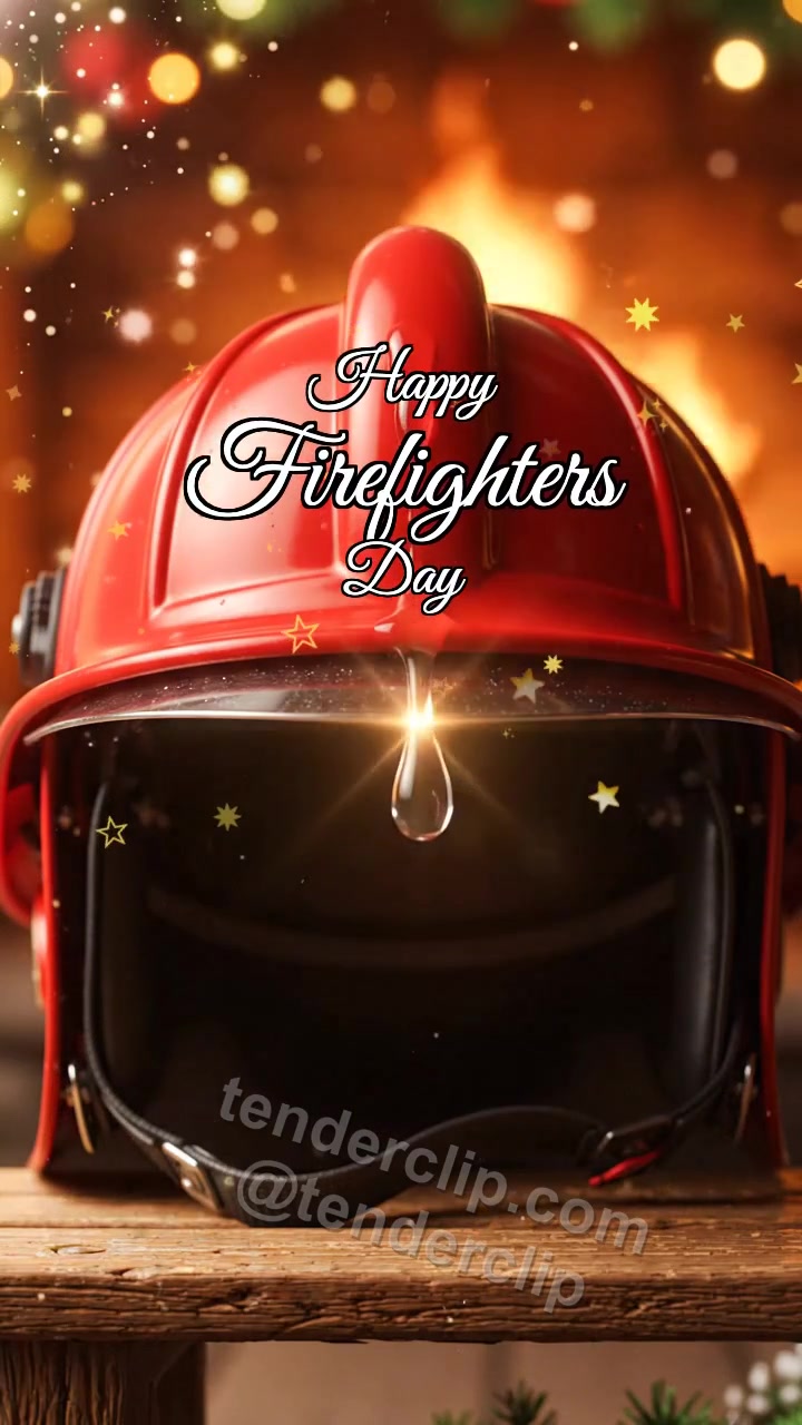 Happy Firefighters Day: Drop Shines on Helmet