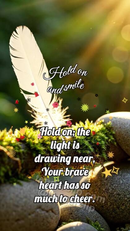 Hold on and smile: Mossy Handrail Holds Feather