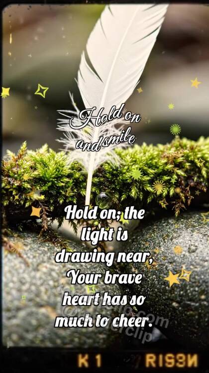Hold on and smile: Mossy Handrail Holds Feather