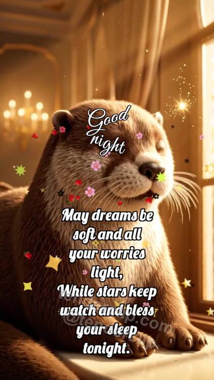 Good night: Otter By Warm Window