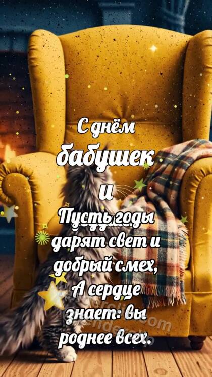 С днём бабушек и дедушек: Котёнок несёт плед