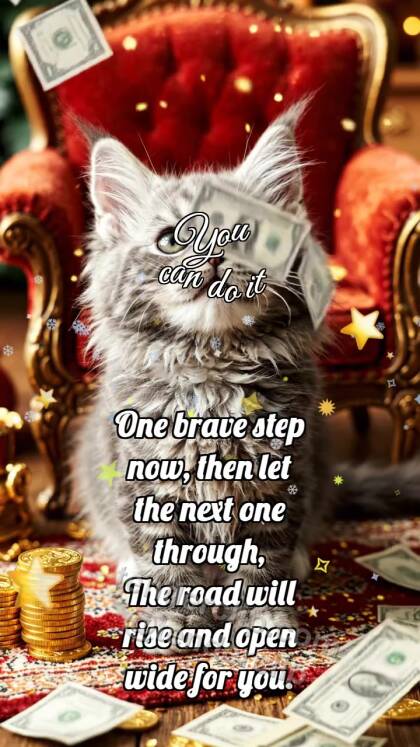 You can do it: Kitten Under Money Rain