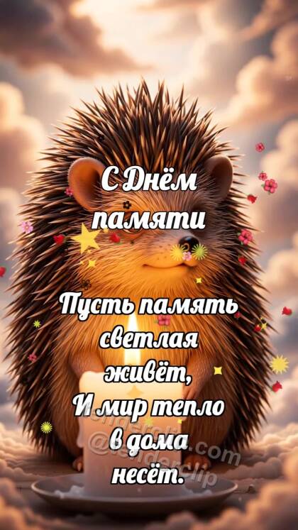 С Днём памяти: Ёжик у свечи памяти