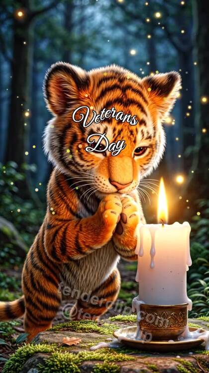 Veterans Day: Tiger Cub By Memory Candle